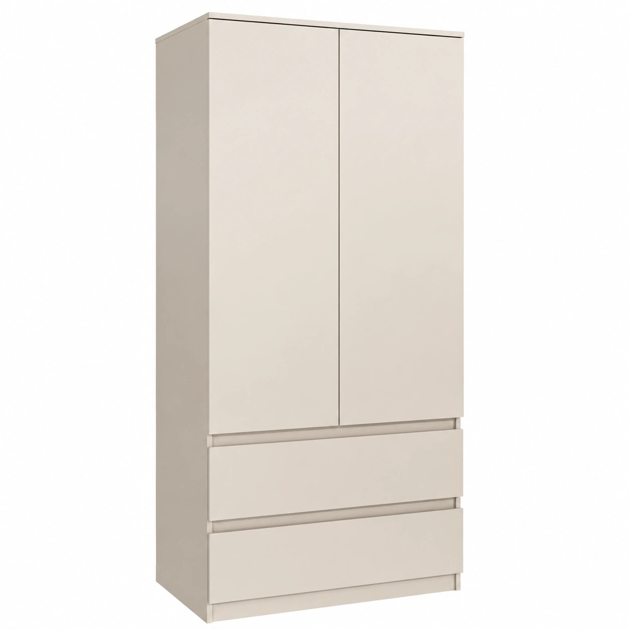 Armadio Moderno Bianco per Camera da Letto con 2 Cassetti, 180x90x50cm