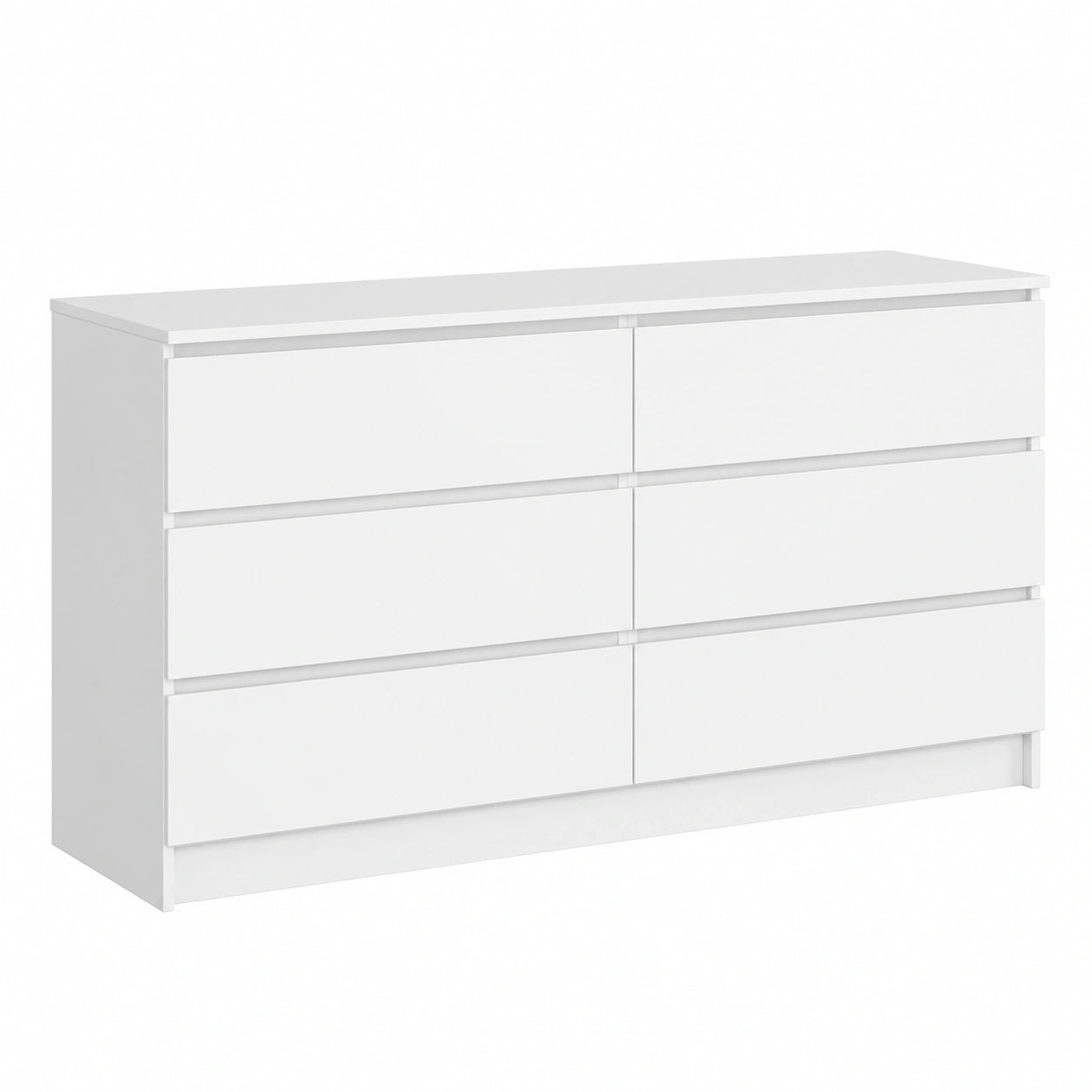 Cassettiera Moderna AKORD 160 cm con 6 Cassetti, Ideale per Soggiorno e Camera da Letto, Bianco