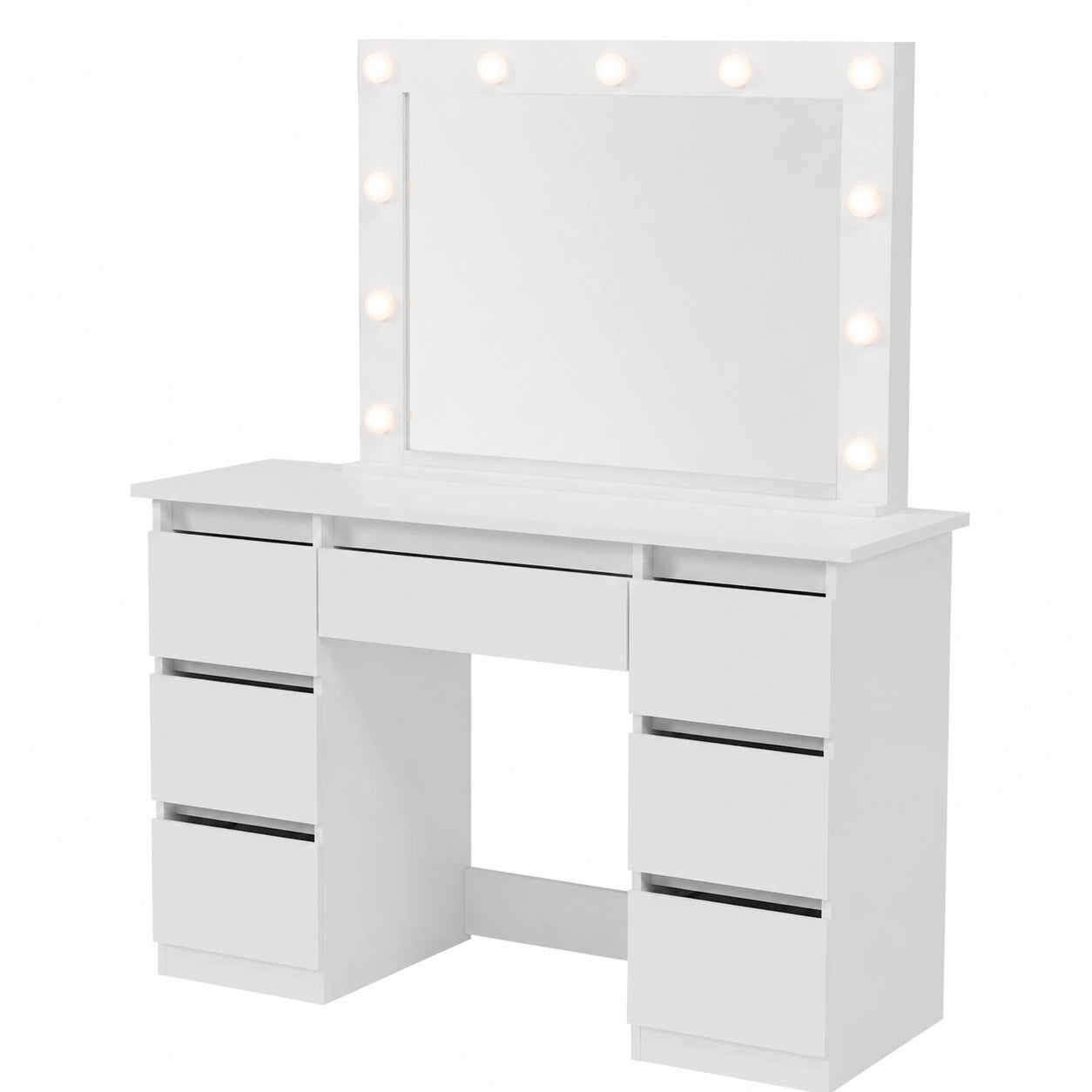 Tavolo da Trucco con Specchio LED e 7 Cassetti - Design Moderno e Spazioso