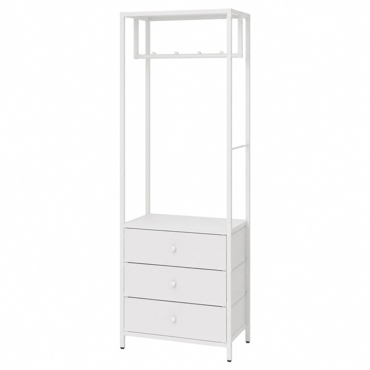 Appendiabiti Autoportante con Cassetti, Supporto Multifunzionale per Ingresso e Camera da Letto, 39x29x179CM Bianco