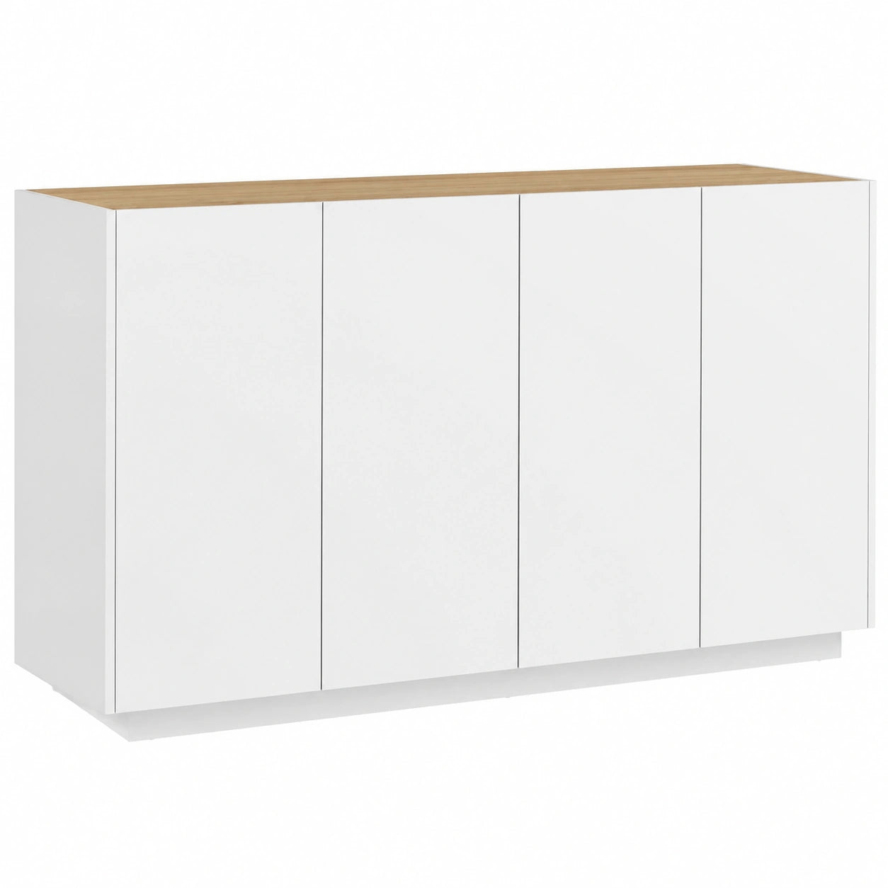 Credenza Moderna con Armadietti a Chiusura Morbida, 2 Ante e Ripiani Regolabili, 140x40x75 cm, Bianco Lucido