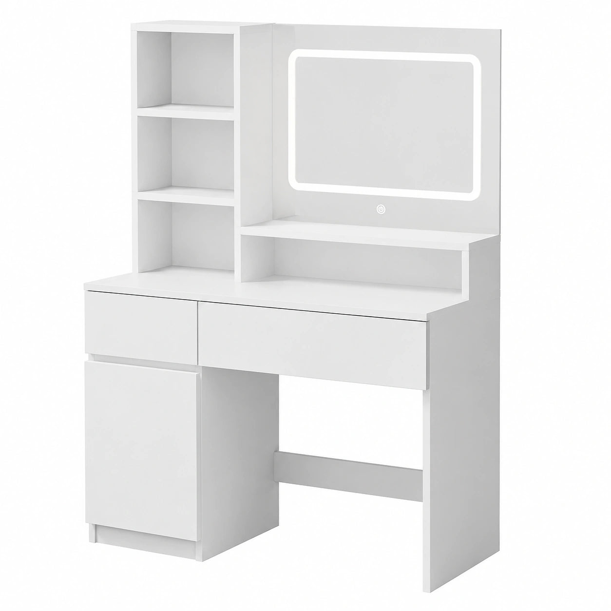 Mobile Toeletta Moderno con Specchio LED e Ripiani Regolabili