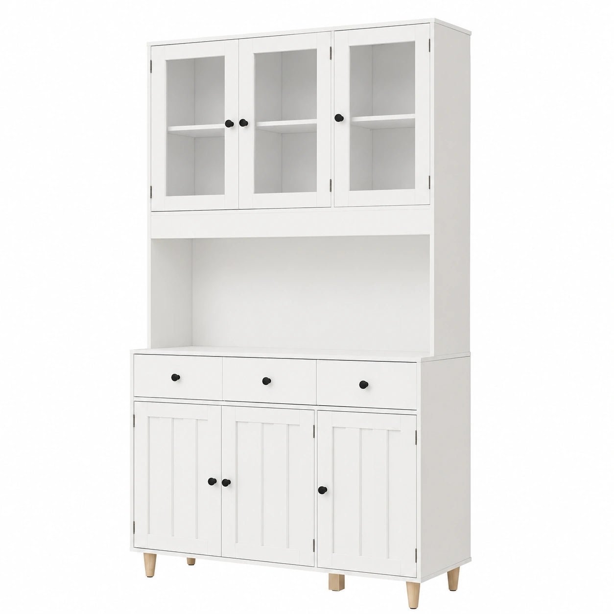 Armadio Dispensa Cucina con Piano Lavoro e LED, Bianco, 100x38x180cm
