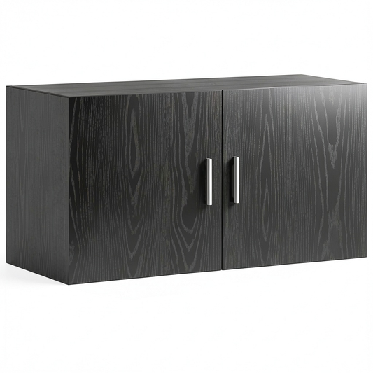 Mobile pensile in rovere nero con spazio abbondante, 80x39x40 cm, per soggiorno e camera da letto