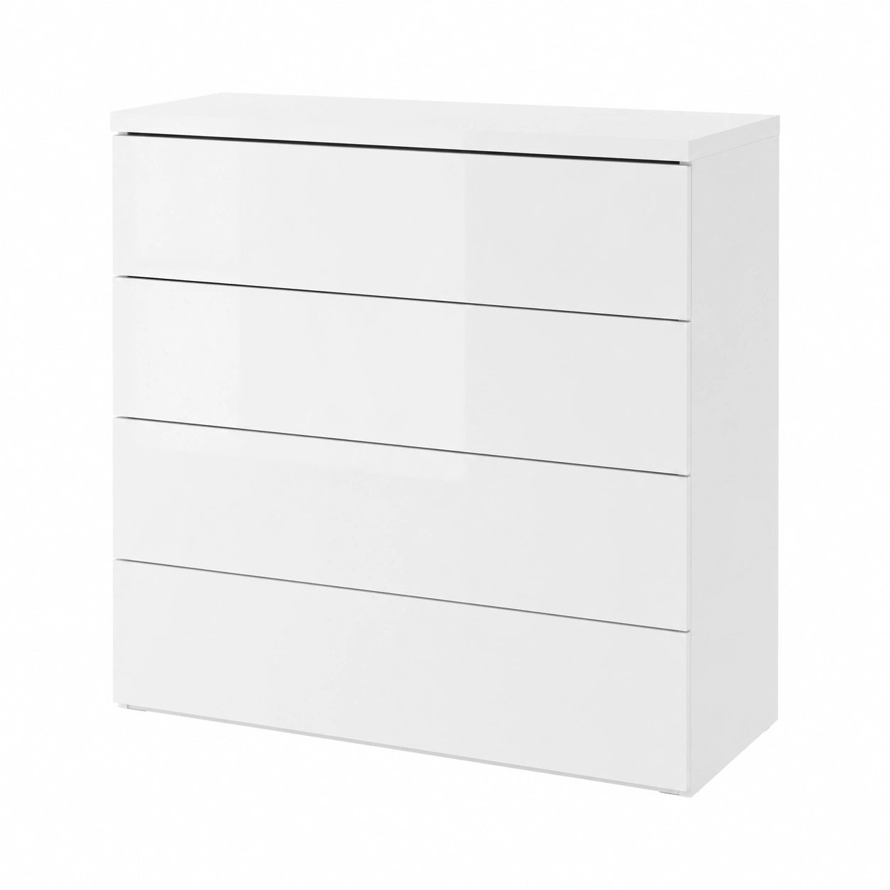 Comò PRIVILEGIO con 4 Cassetti, Bianco Laccato, 85x88x44 cm, Made in Italy