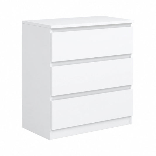 Cassettiera Moderna Bianco Opaco 3 Cassetti per Camera da Letto e Soggiorno