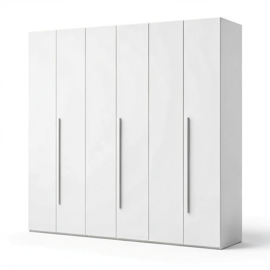Armadio Moderno a 6 Ante in Frassino Bianco, 244x53x244 cm, Perfetto per Camera da Letto