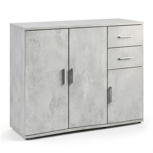 Credenza Moderna in Legno Grigio Cemento 91x29,5x75 cm