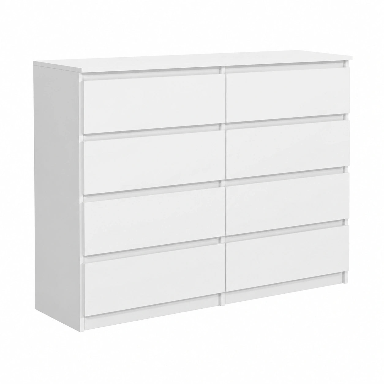 Cassettiera Moderna Bianca con 8 Cassetti per Camera da Letto e Soggiorno 120x39x101,5 cm