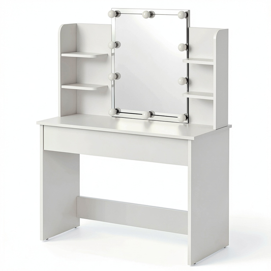 Consolle Trucco Lucia con Specchio LED Bianco 140x110x40