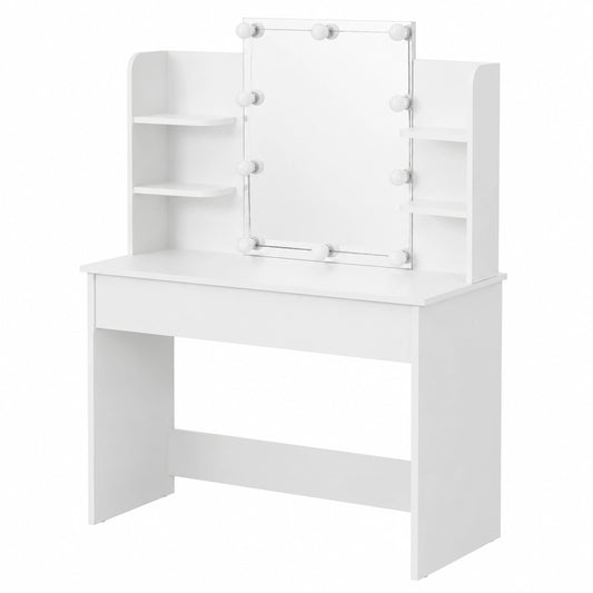 Consolle Trucco Lucia con Specchio LED Bianco 140x110x40