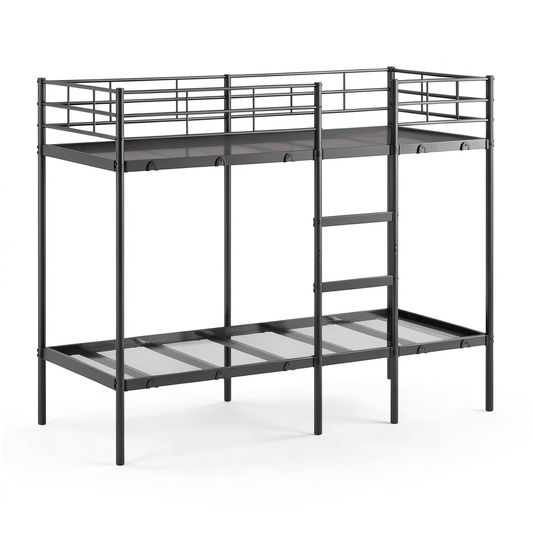 Letto a Castello in Acciaio Nero 75x190 cm senza Materasso