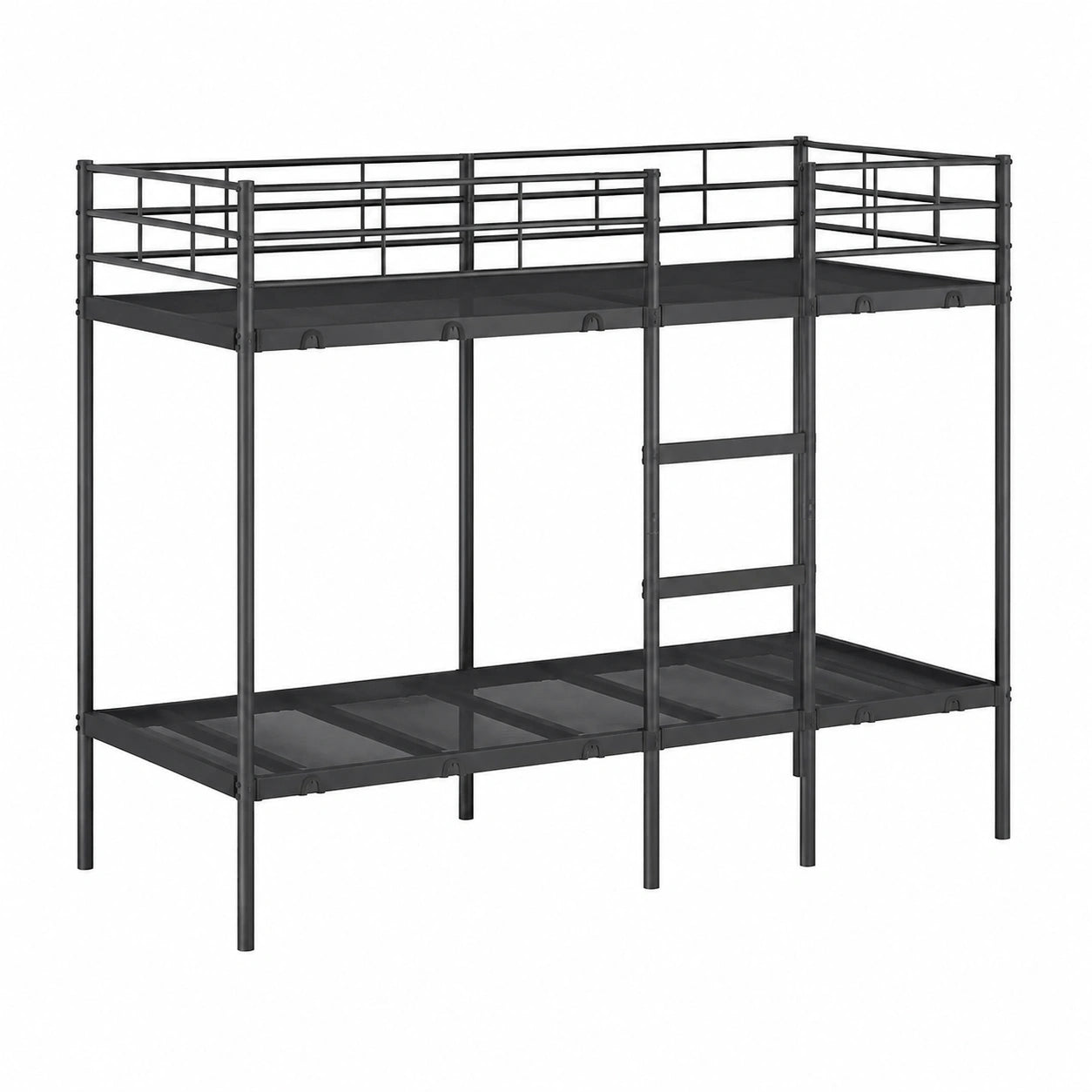Letto a Castello in Acciaio Nero 75x190 cm senza Materasso
