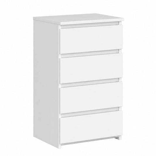 Cassettiera Moderna a 4 Cassetti per Soggiorno e Camera da Letto, 35x40x74 cm, Bianco