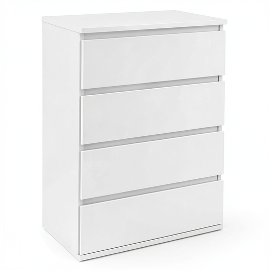 Cassettiera Moderna in Legno a 4 Cassetti per Casa, Bianco 60x40x80 cm
