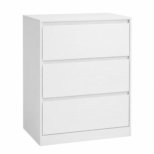 Cassettiera Moderna con 3 Cassetti, 40 x 60 x 75 cm, Bianco Neve