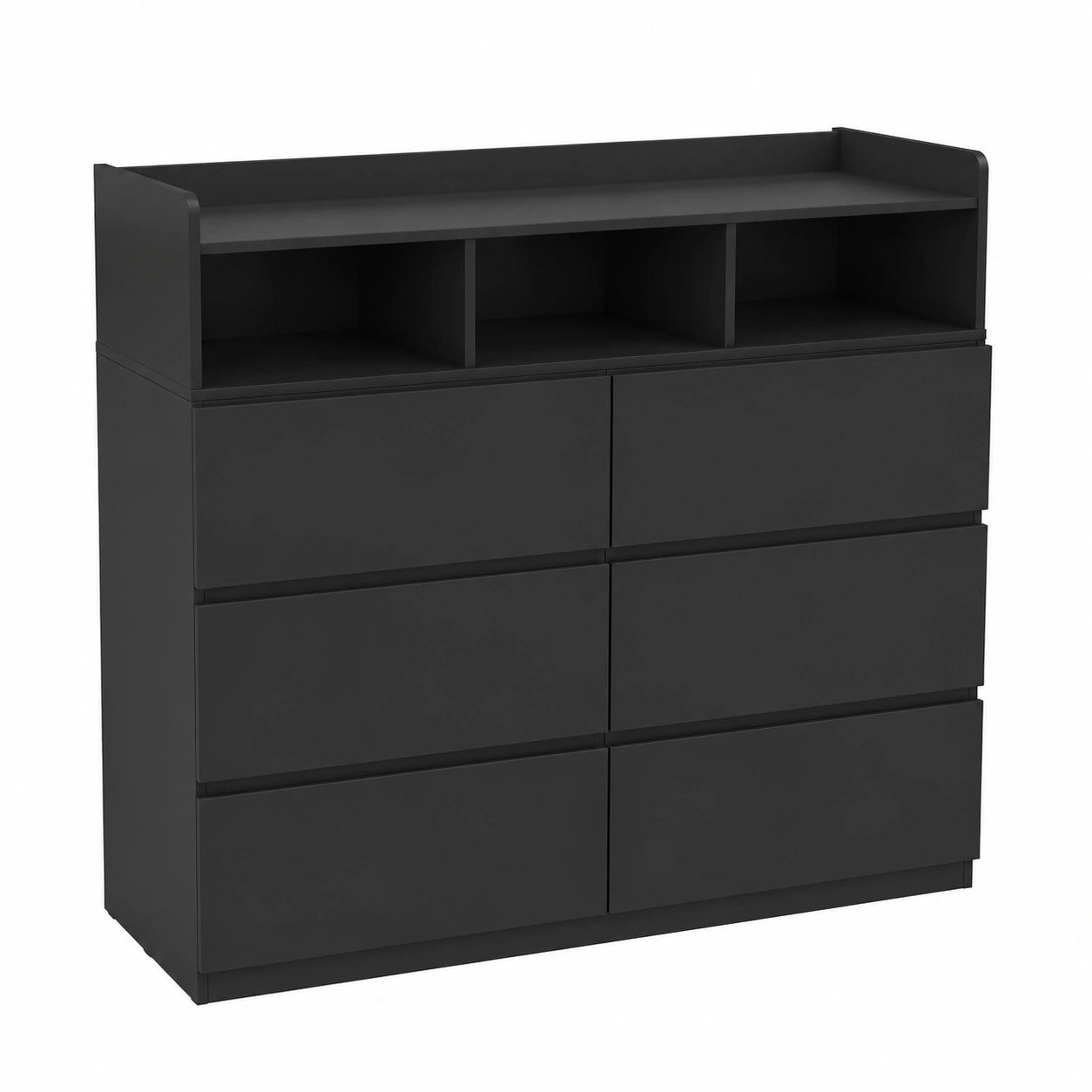 WOLTU Mobile Nero con 6 Cassetti, 3 Ripiani e Piano Superiore, 120x40x100 cm, Arredo Salvaspazio per Casa