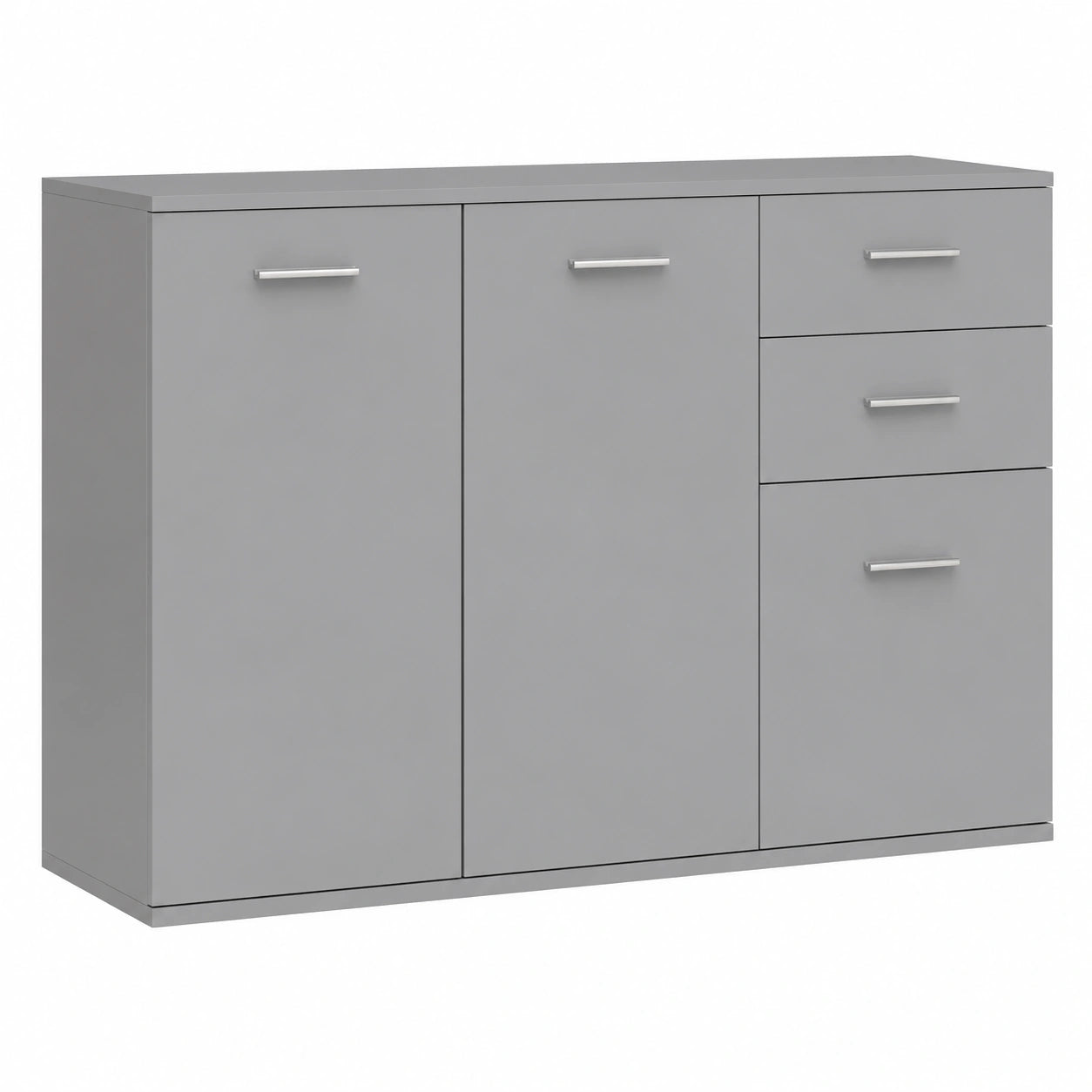 Credenza Moderna Grigio Chiaro con Armadietti e Ripiano Regolabile, 106x35x76 cm