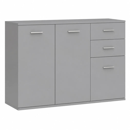 Credenza Moderna Grigio Chiaro con Armadietti e Ripiano Regolabile, 106x35x76 cm