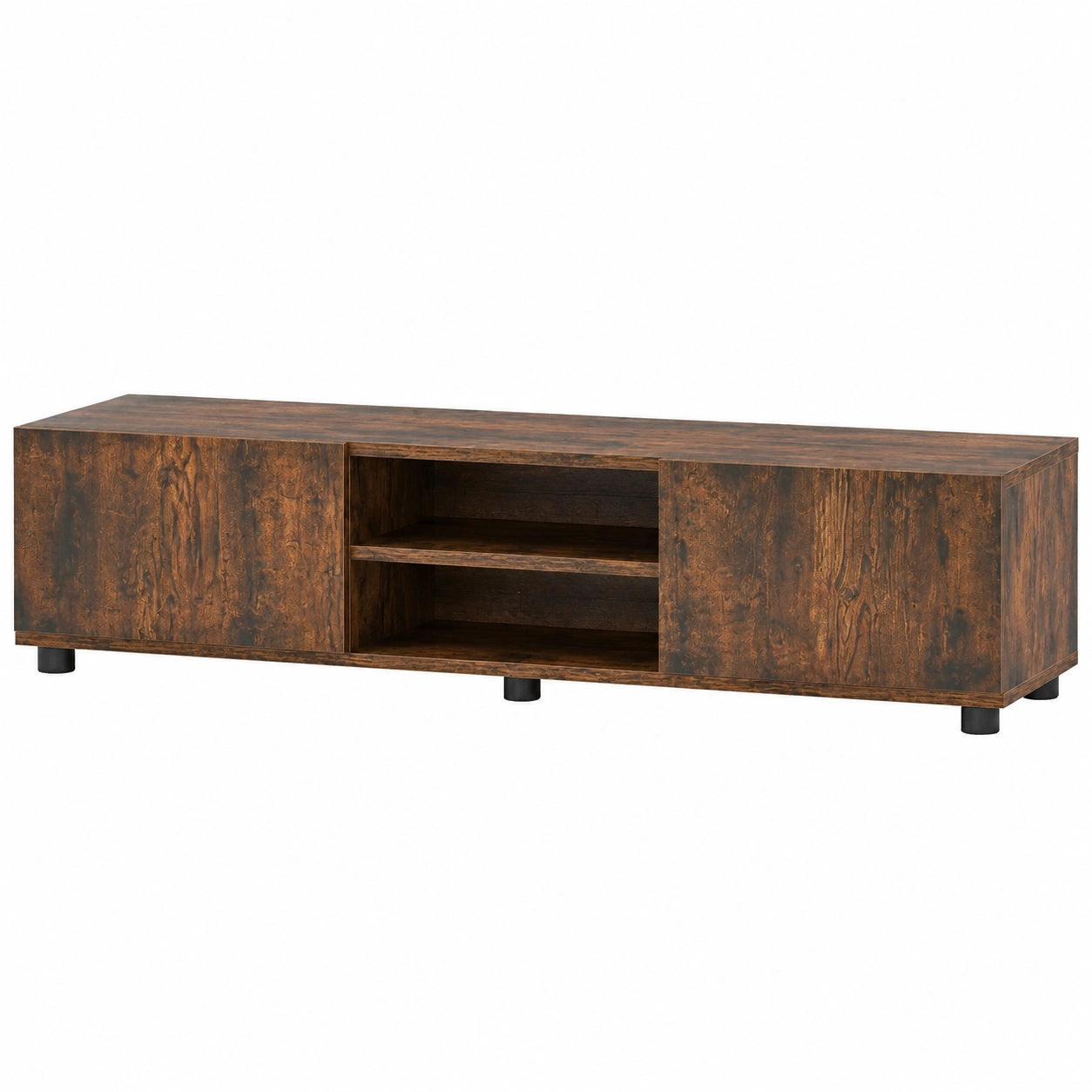 Mobile TV Costway 70" con Armadietto e Ripiani - 160 cm, Marrone