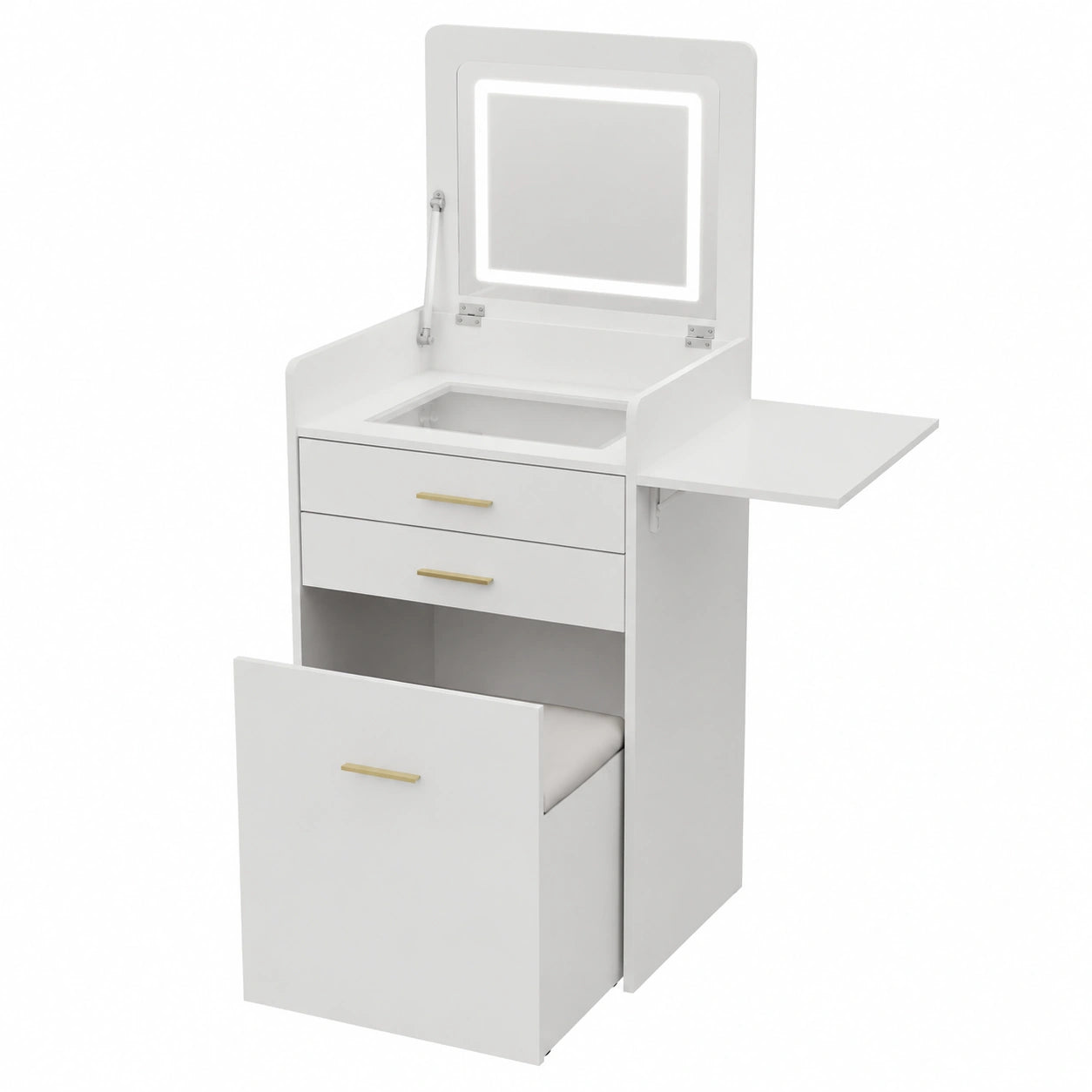 YU YUSING Tavolo da Trucco 3-in-1 con Specchio LED, Bianco