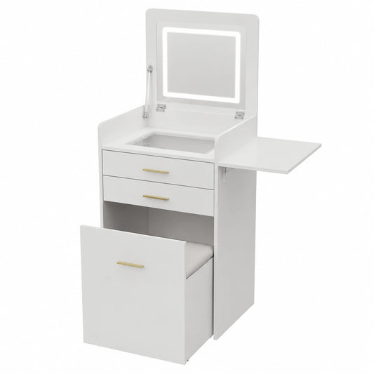YU YUSING Tavolo da Trucco 3-in-1 con Specchio LED, Bianco