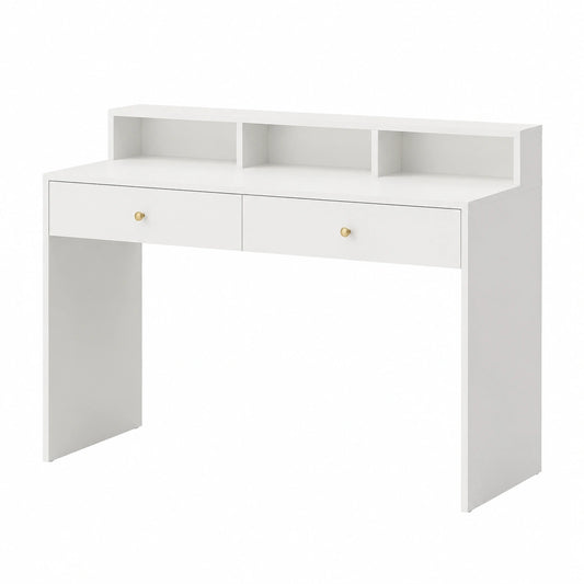 Tavolo da Trucco VASAGLE con Grande Specchio, 2 Cassetti e 3 Scomparti, Stile Moderno, Bianco