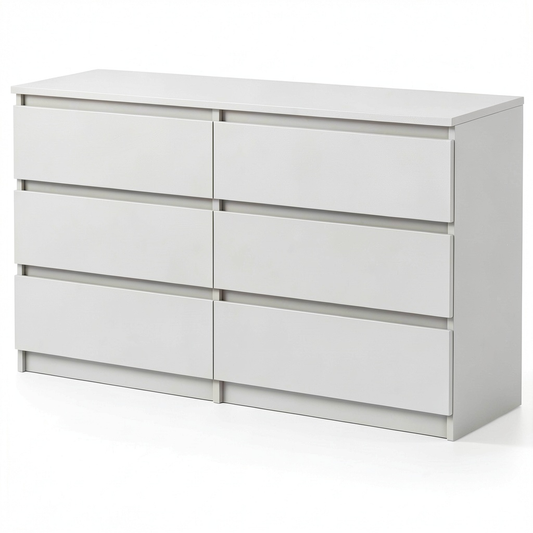 Cassettiera Beige a 6 Cassetti per Camera e Corridoio, 140x75 cm